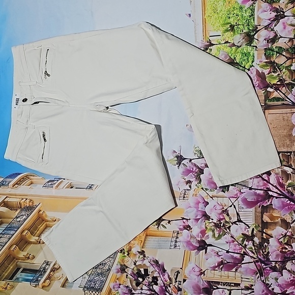Paige Cindy Cream Zippered Pocket High Waisted Jeans Size 27 - Picture 2 of 10